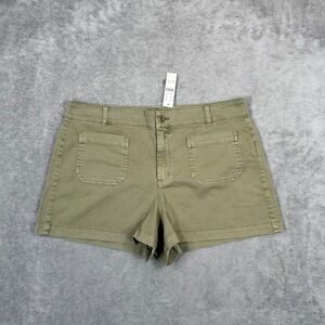 NWT J Crew Patch Pocket Chino Short High Rise Womens 12 Olive Green 3" Stretch